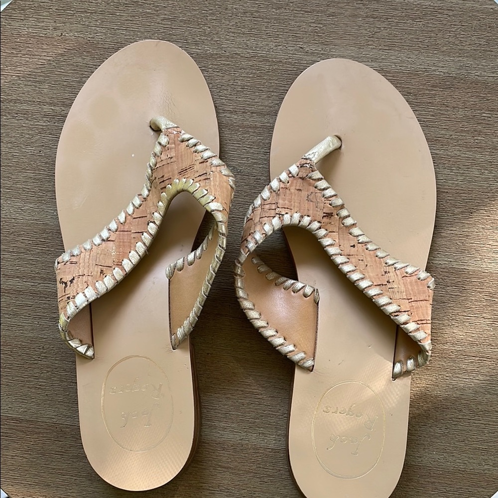 Jack Rogers Tan and Cream Sandals